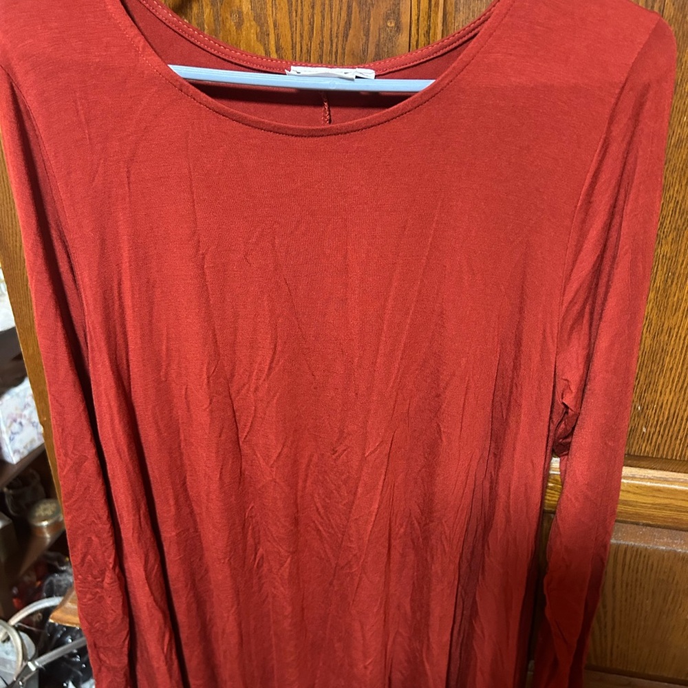 Chic Red Long Sleeve Dress